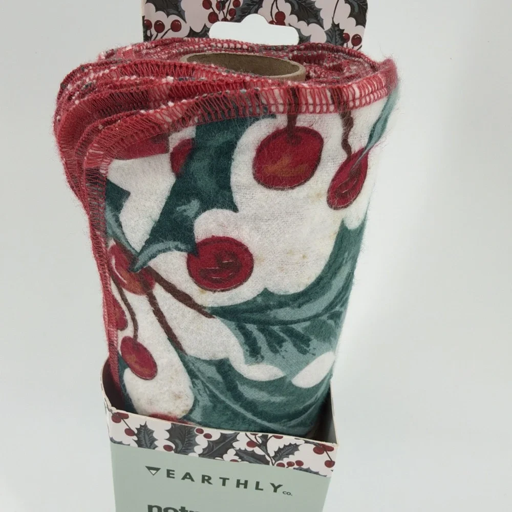 Earthly NotPaper Towels Christmas 10 Reusable Cotton Flannel ‎ Towels New